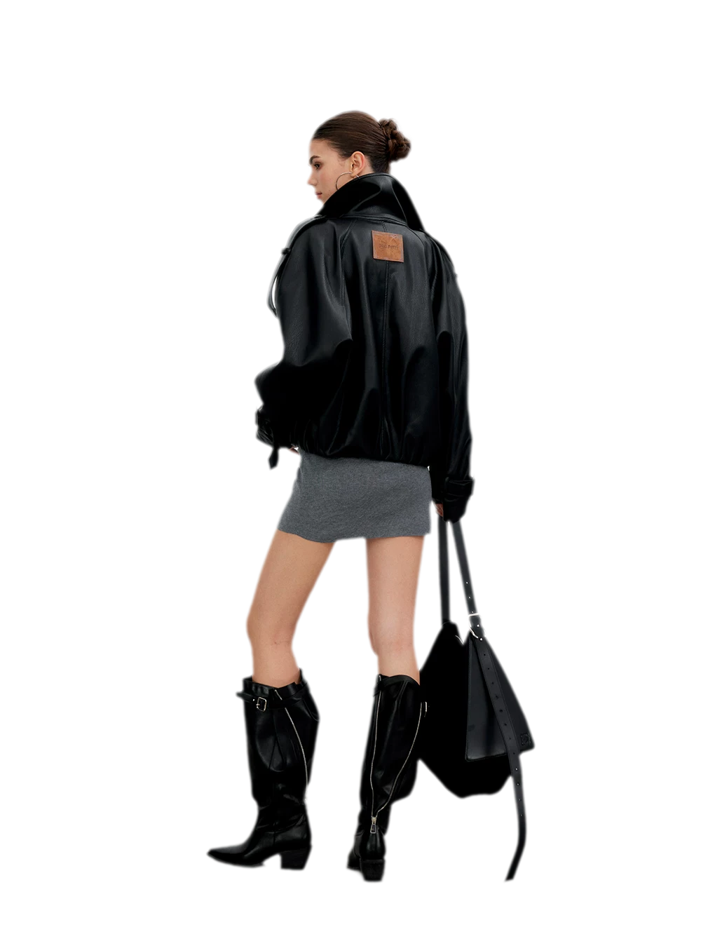 Matte Oversized Faux-Leather Jacket