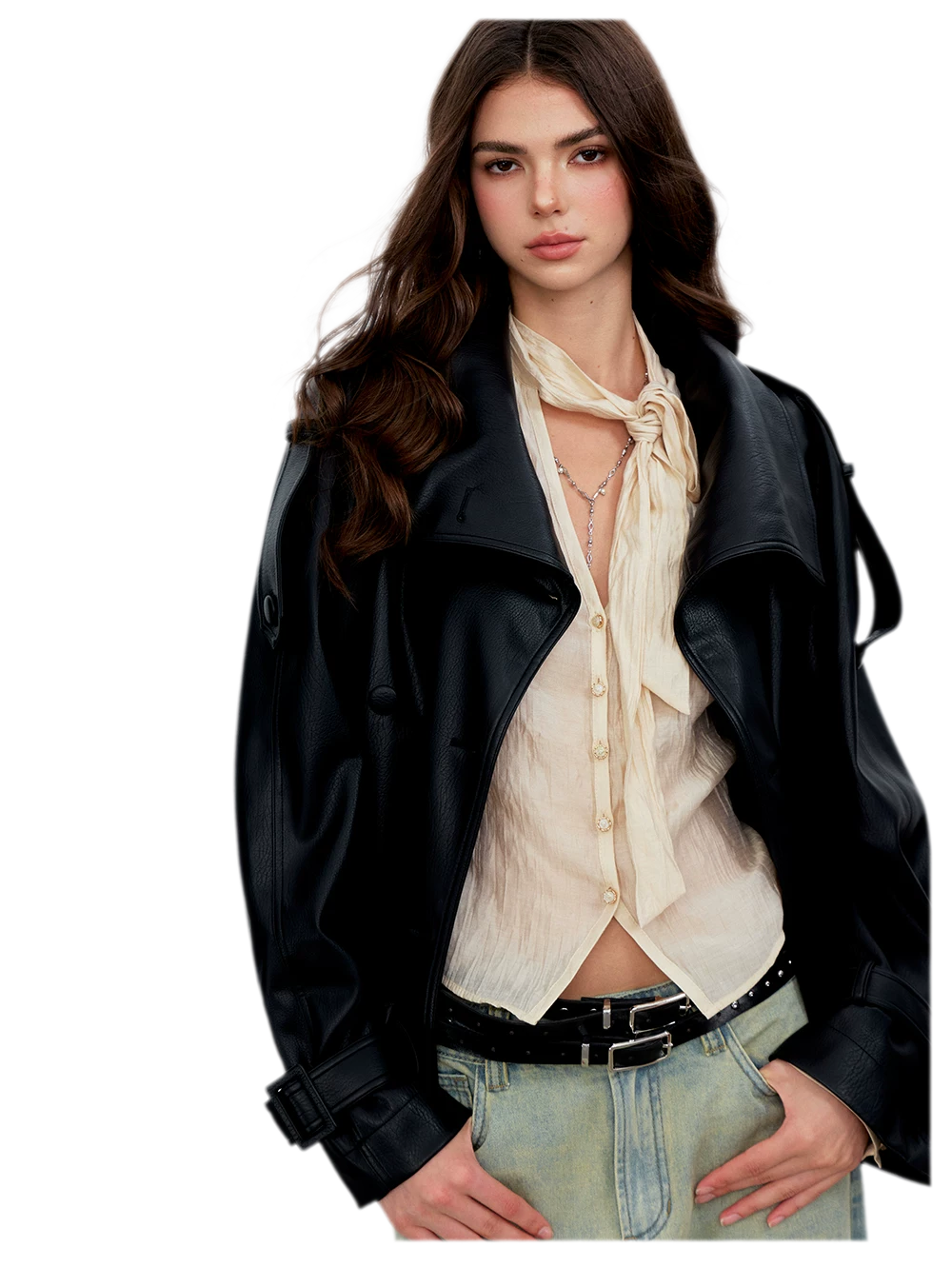 Crinkled Tie Waist Shirt