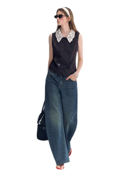 Vintage Wash Wide-Leg Jeans