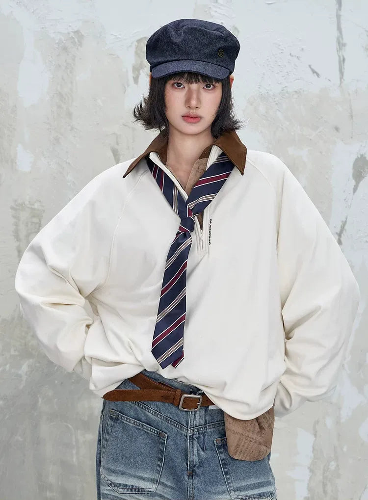 Vintage Oversized Half-Zip T-Shirt