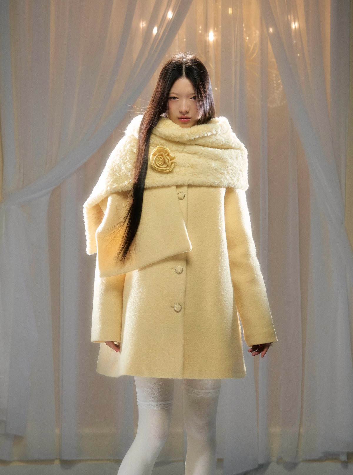 Rose Wool A-Line Coat