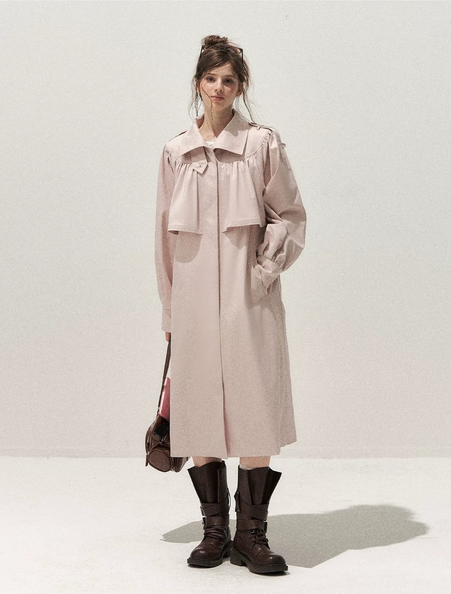 Gathered Cape Trench Coat