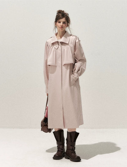 Gathered Cape Trench Coat