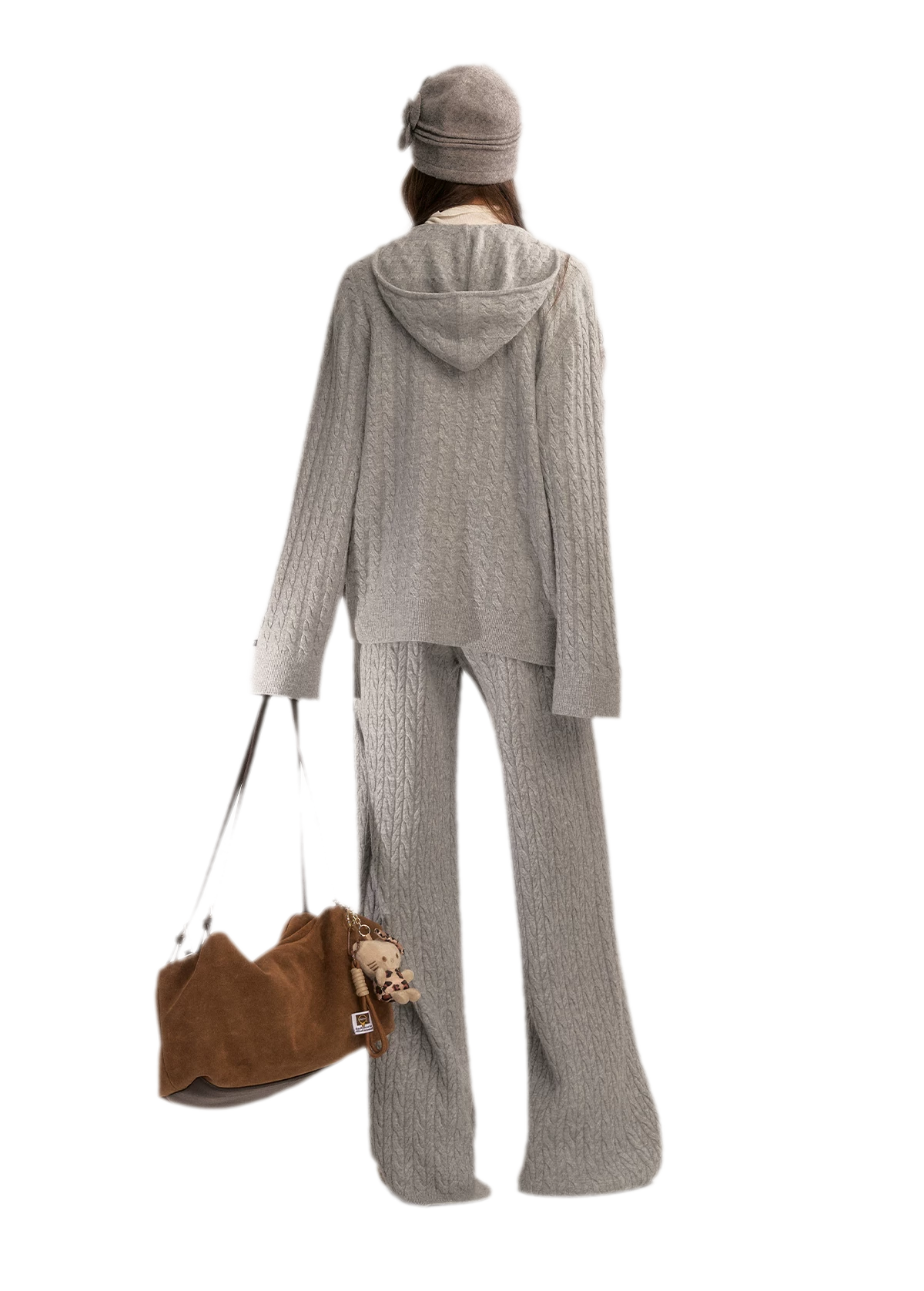 Wool-Blend Cable-Knit Hooded Set