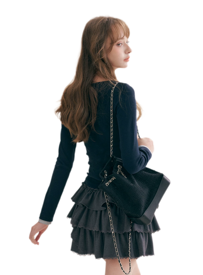 Layered Ruffle A-Line Skirt