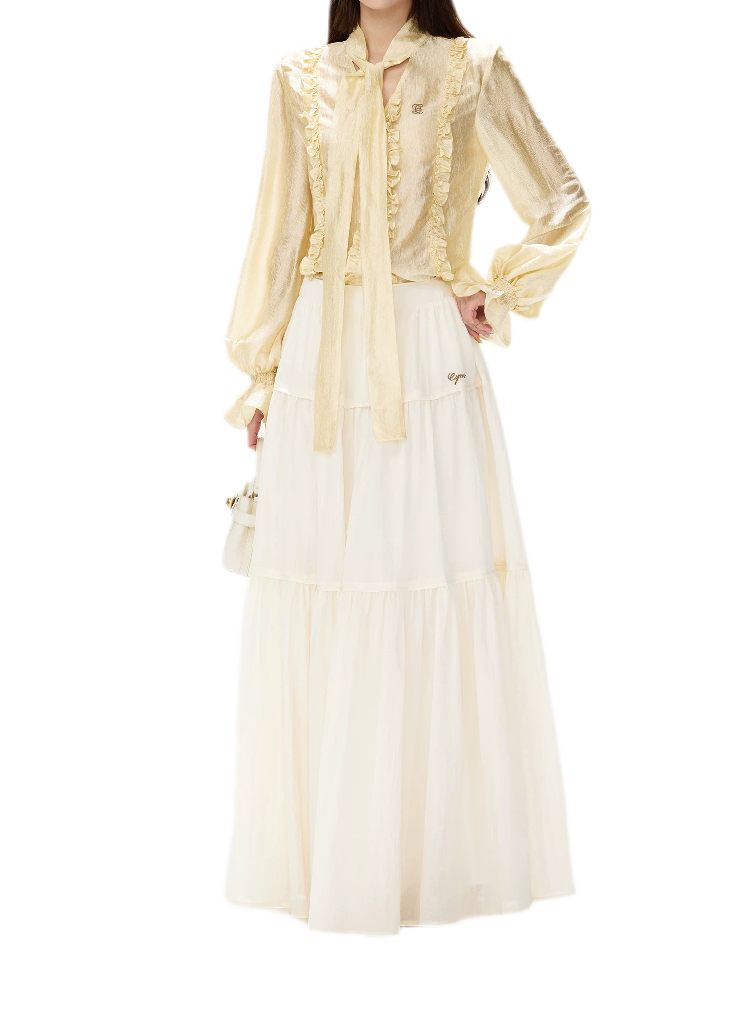 Cotton Tiered A-Line Skirt