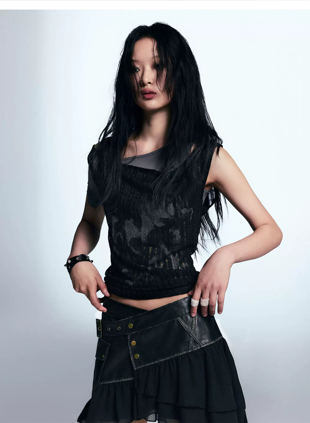 Punk Graffiti Layered T‑Shirt