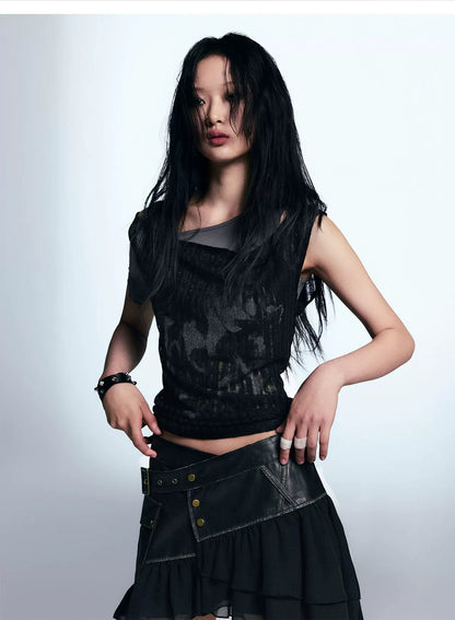 Punk Graffiti Layered T‑Shirt