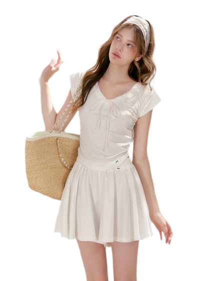 Lace Trim Skort Set