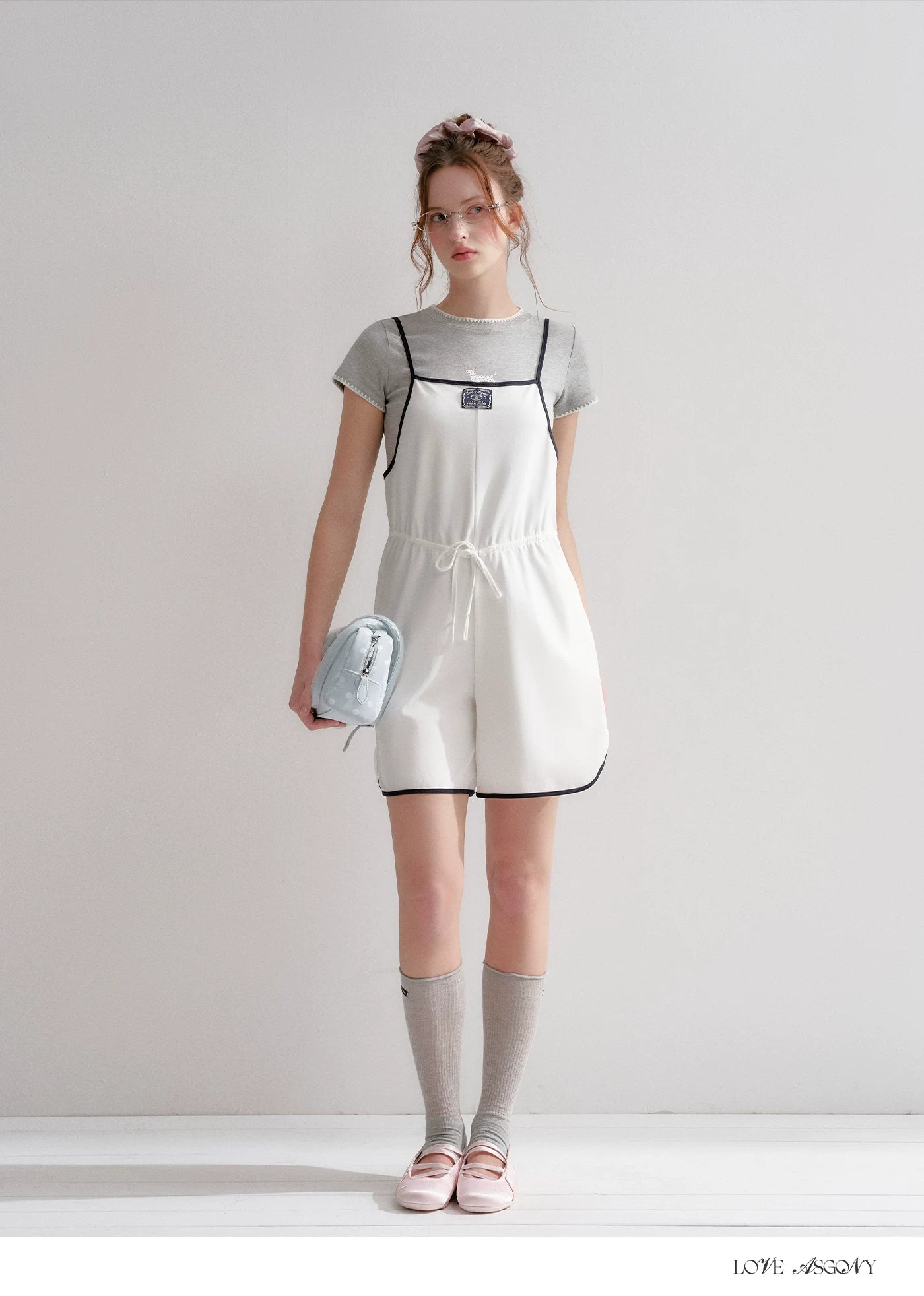 Contrast Piping Drawstring Waist Jumpsuit