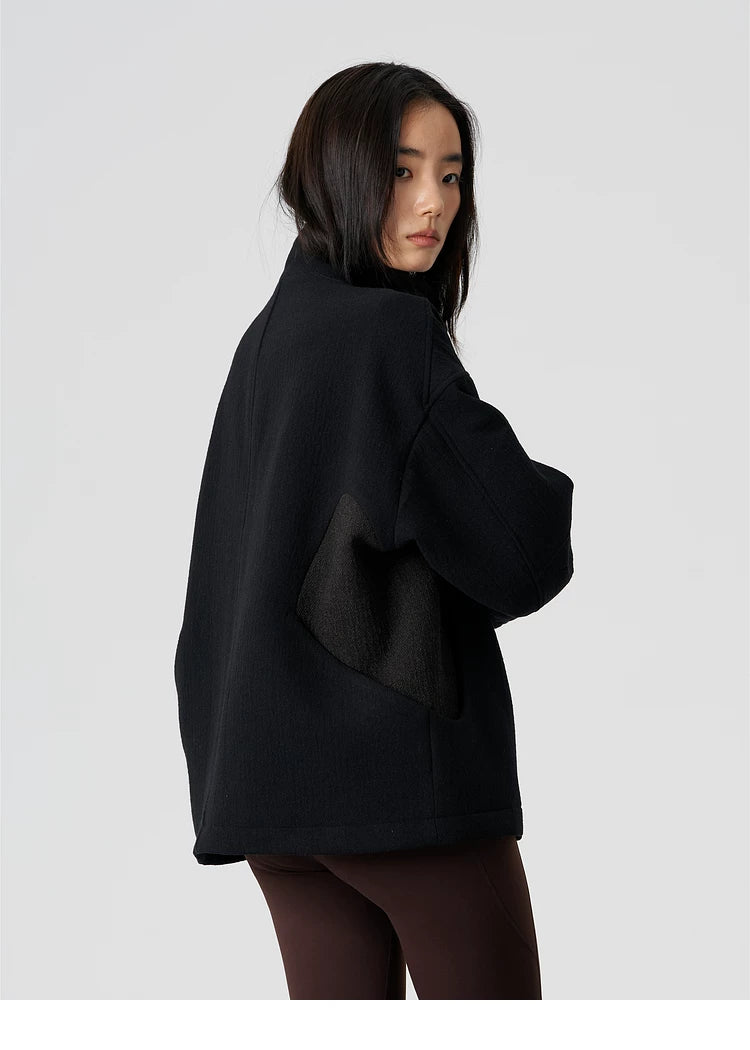 Wool Blend Stand-Collar Jacket