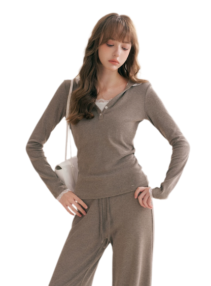 Lace-Trim Layered Two-Piece Set