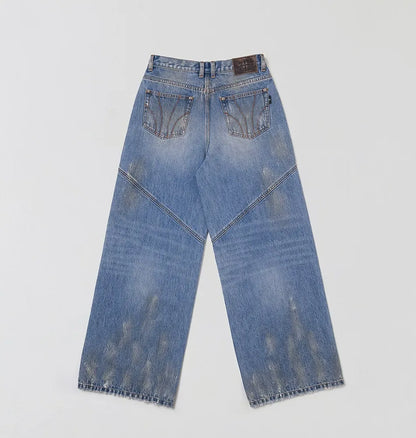 Cross Statue Desert Wide-Leg Jeans