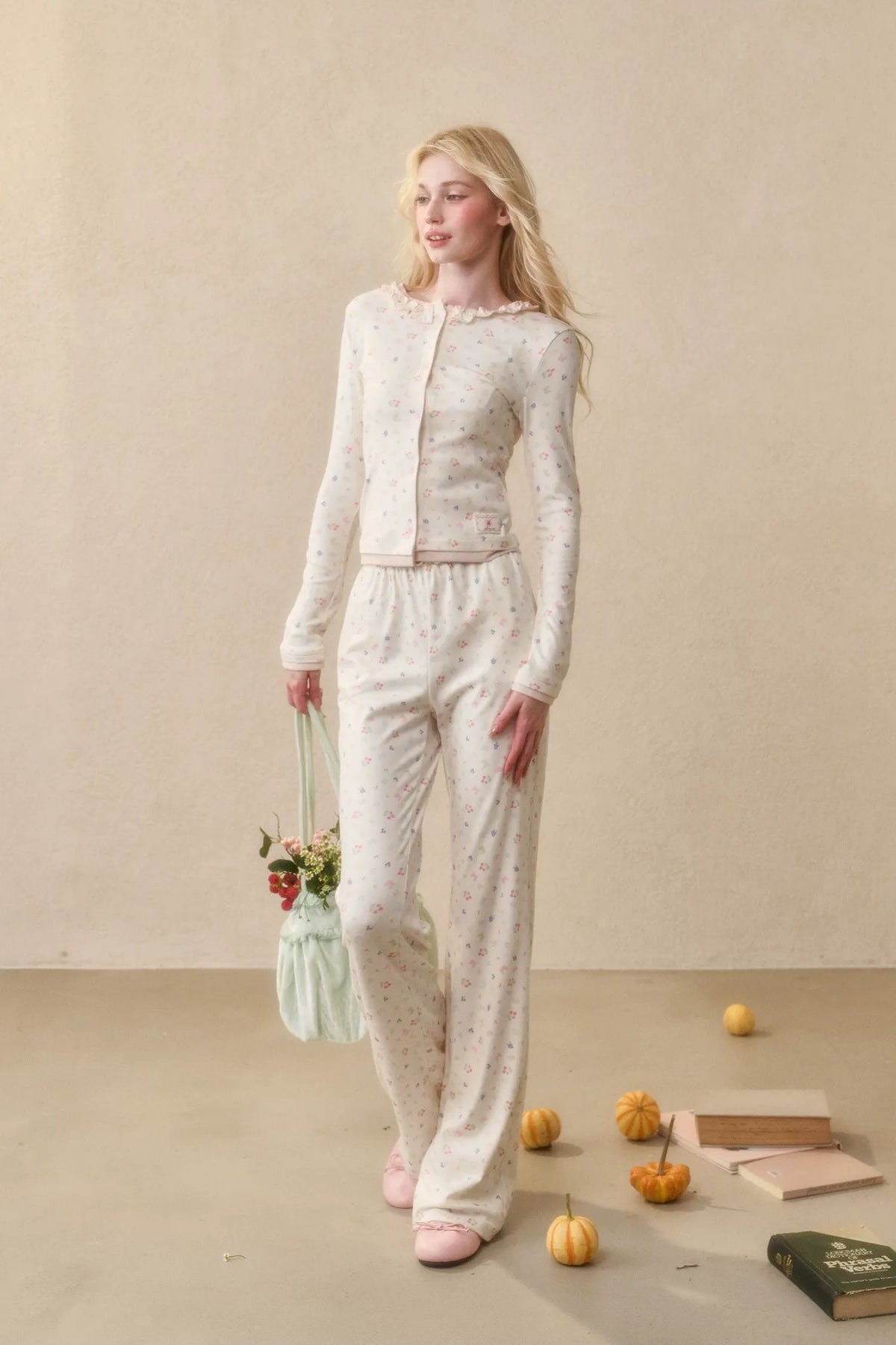 Fruit Print Layered Knit Set