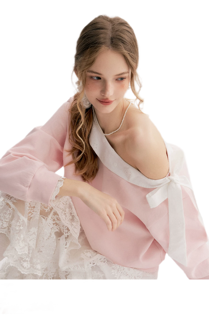 Balletcore Lace Collar Sweatshirt