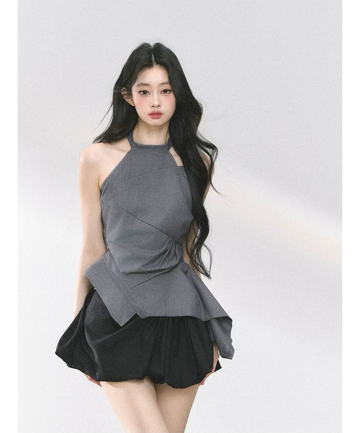 Halter Sculpted Crop Tee
