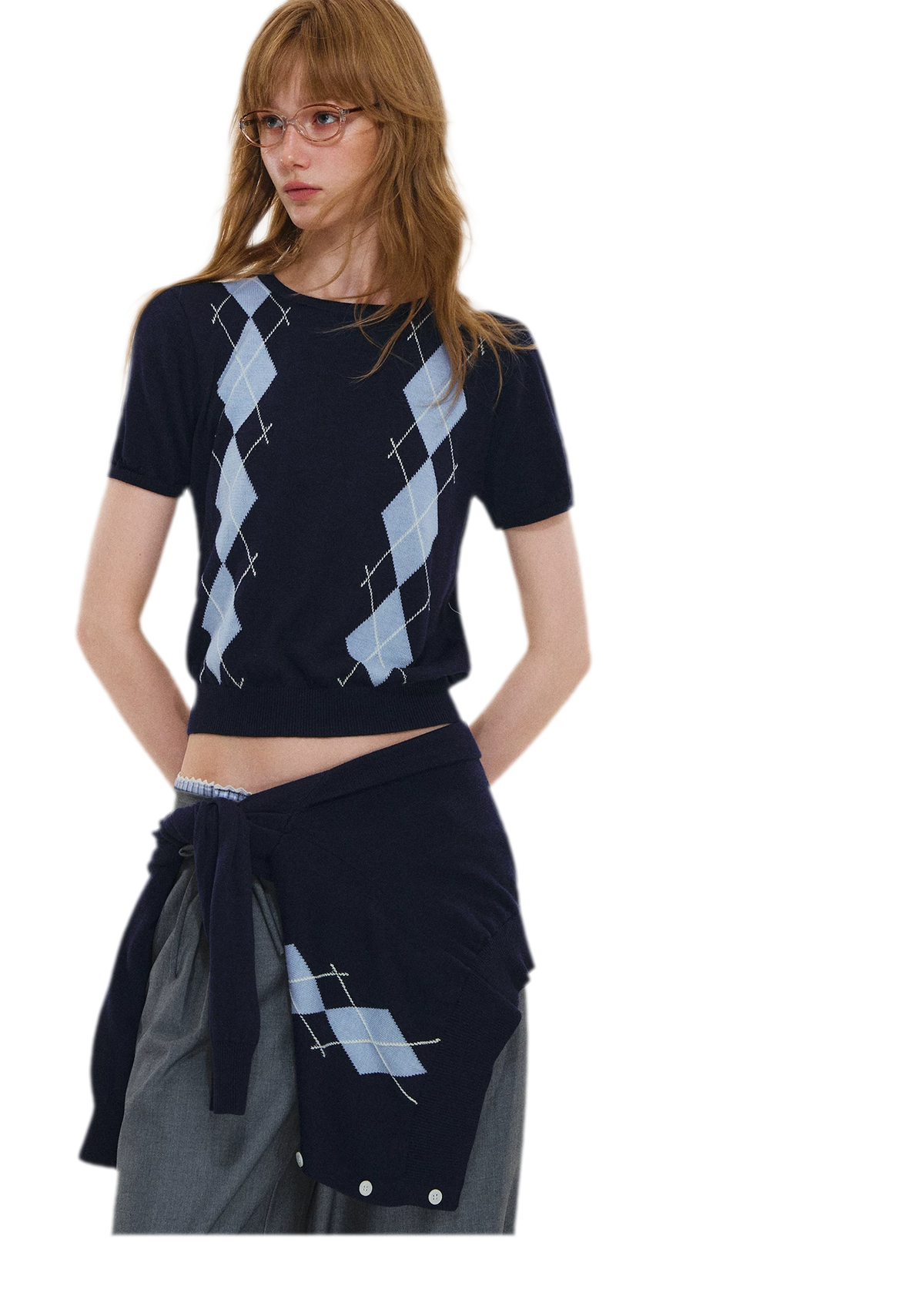 Wool Argyle Knit Set