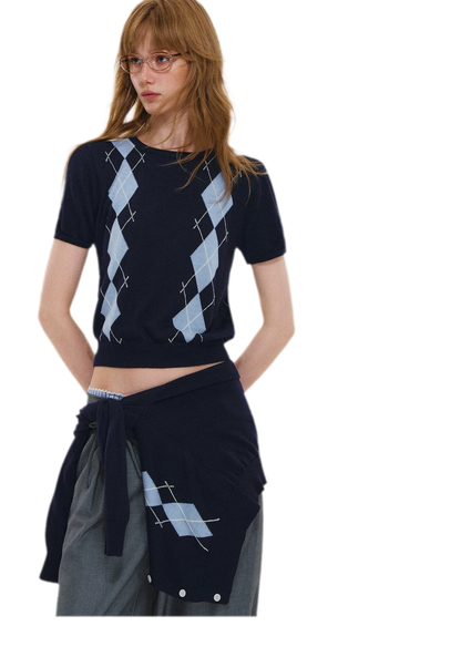 Wool Argyle Knit Set