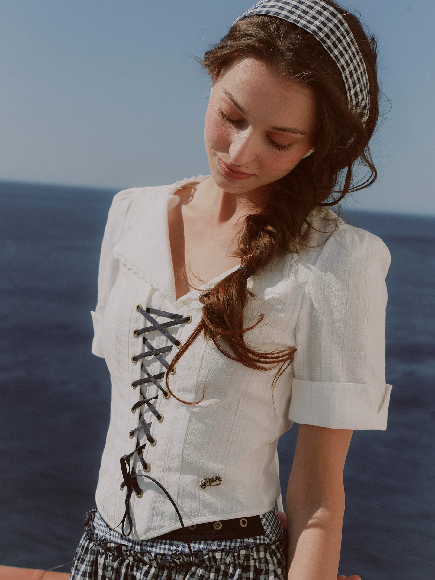 Jacquard Sailor Collar Skirt Set