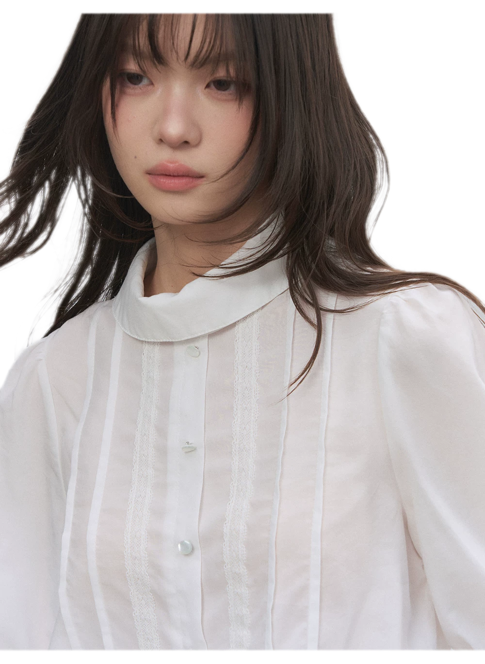 Lyocell Ruffle Cropped Blouse