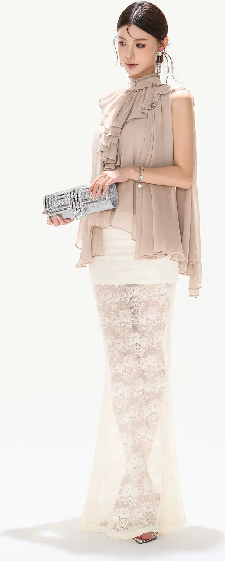 Ruffled Chiffon A-Line Top