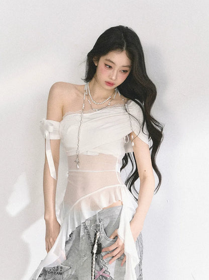 Sheer Off-Shoulder Tee