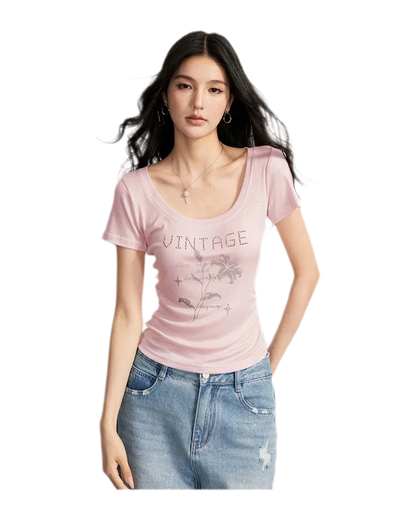Floral U-Neck Tee