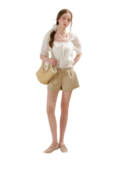 Modal Cotton Lace Trim A-Line Shorts
