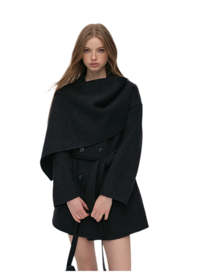 Double-Faced Wool Cape Coat