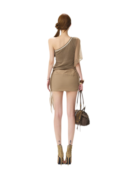 Shimmer Asymmetrical Shoulder Top