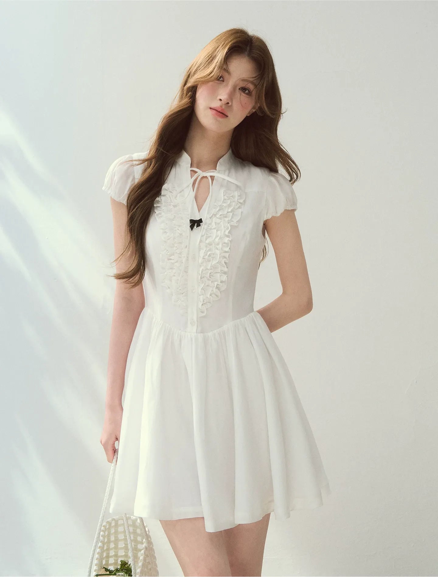 Acetate Ruffle Midi Dress