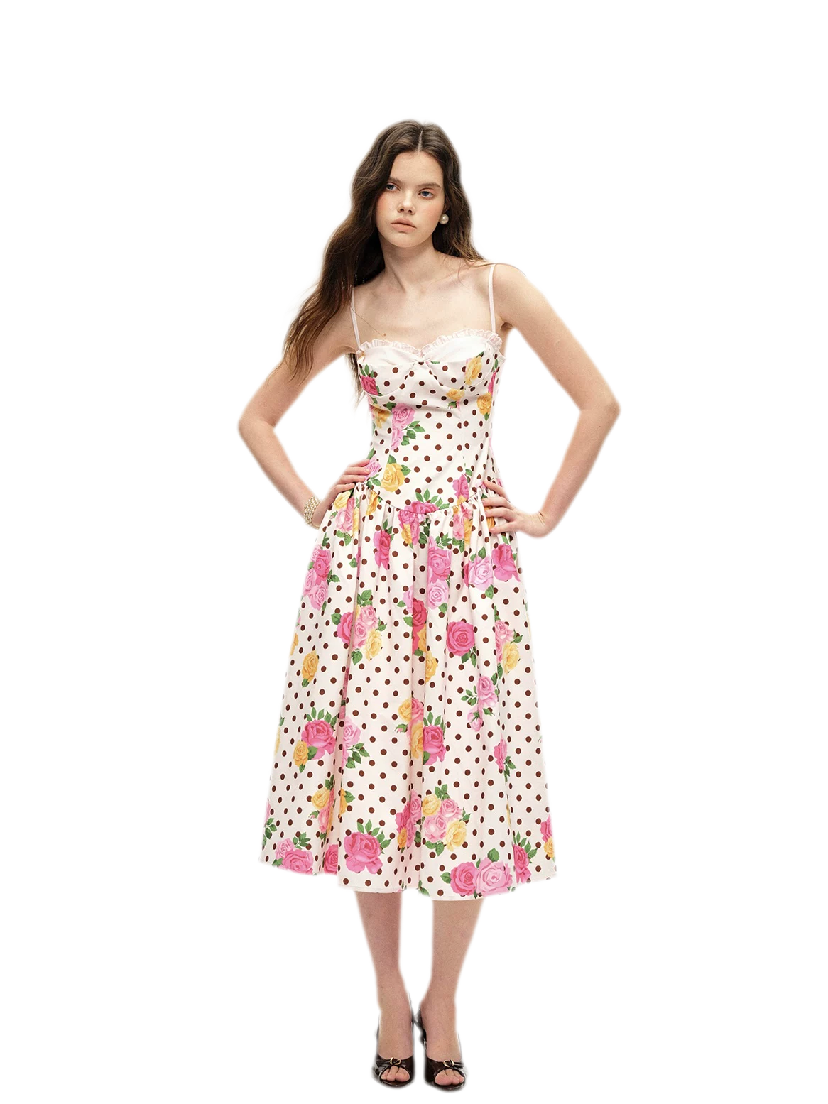Lyocell Polka Dot Midi Dress