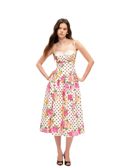 Lyocell Polka Dot Midi Dress