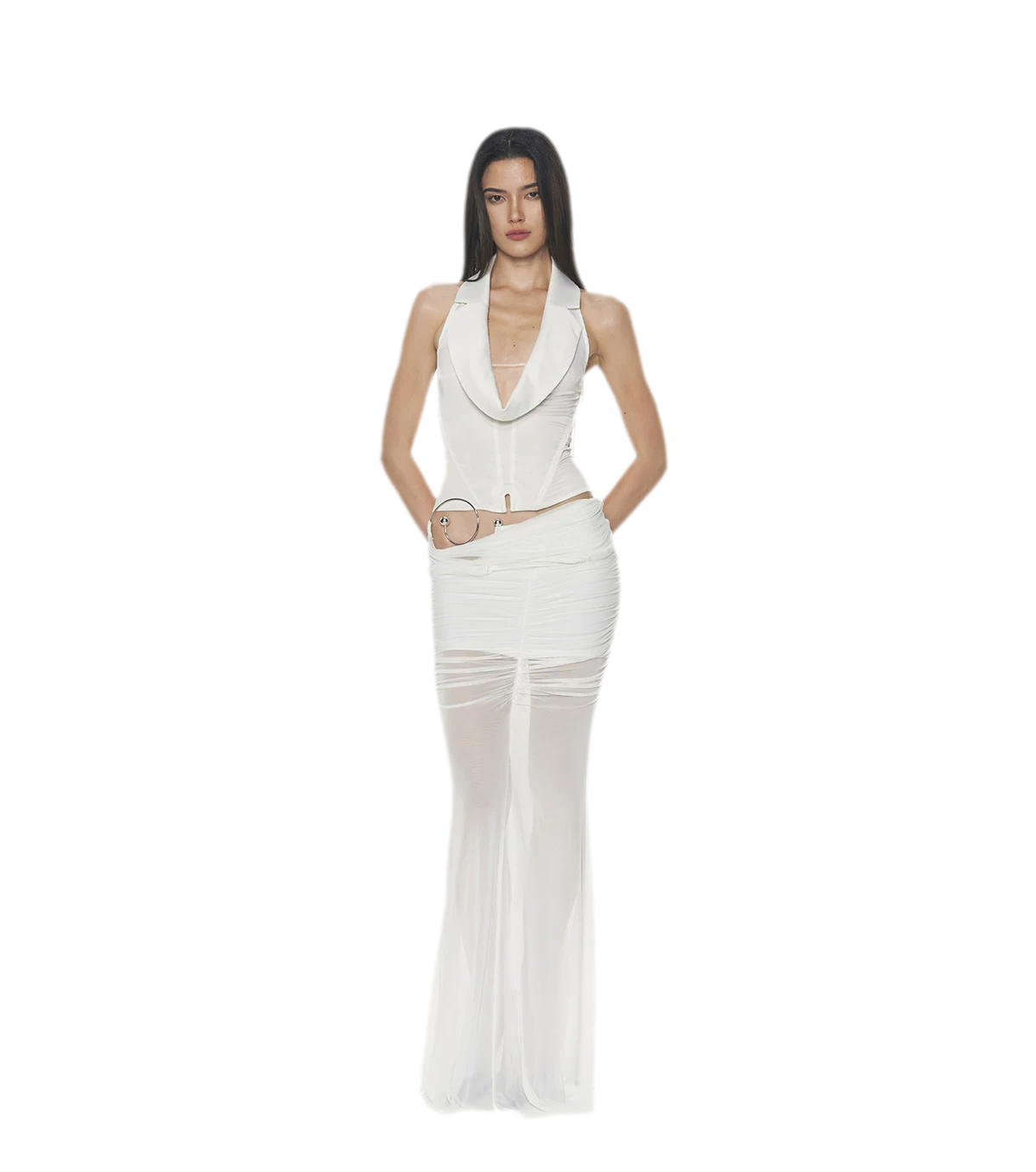 Silver Ring Mesh Dress
