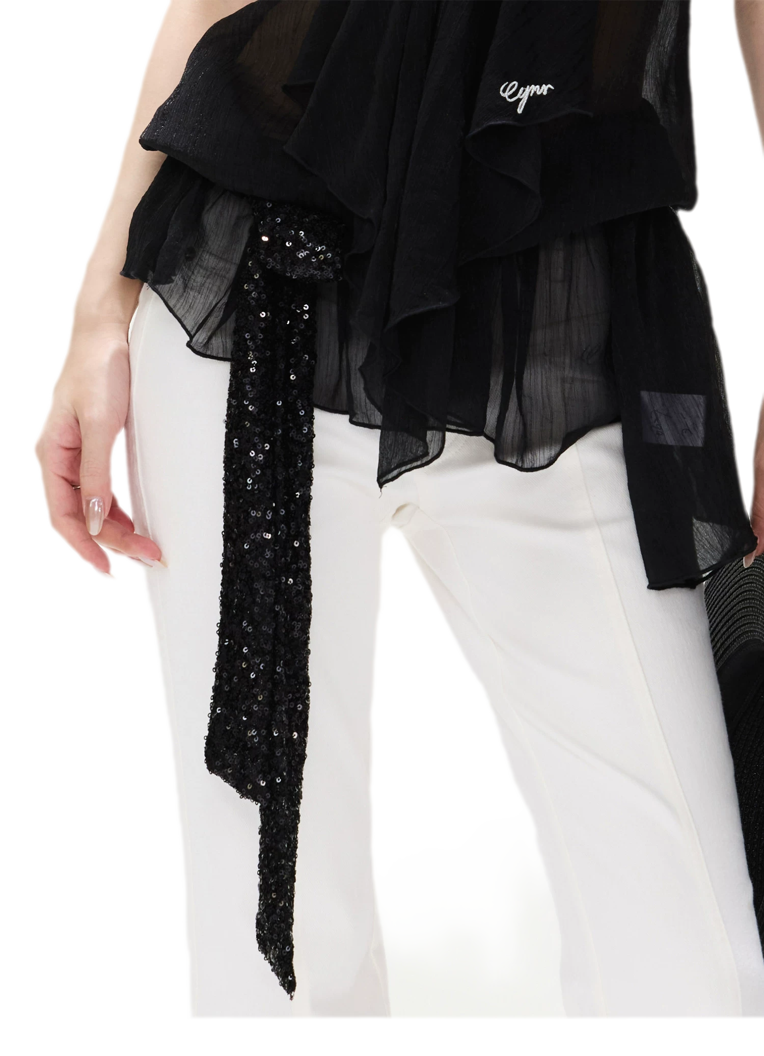 Sequin Pleated Bustier Top