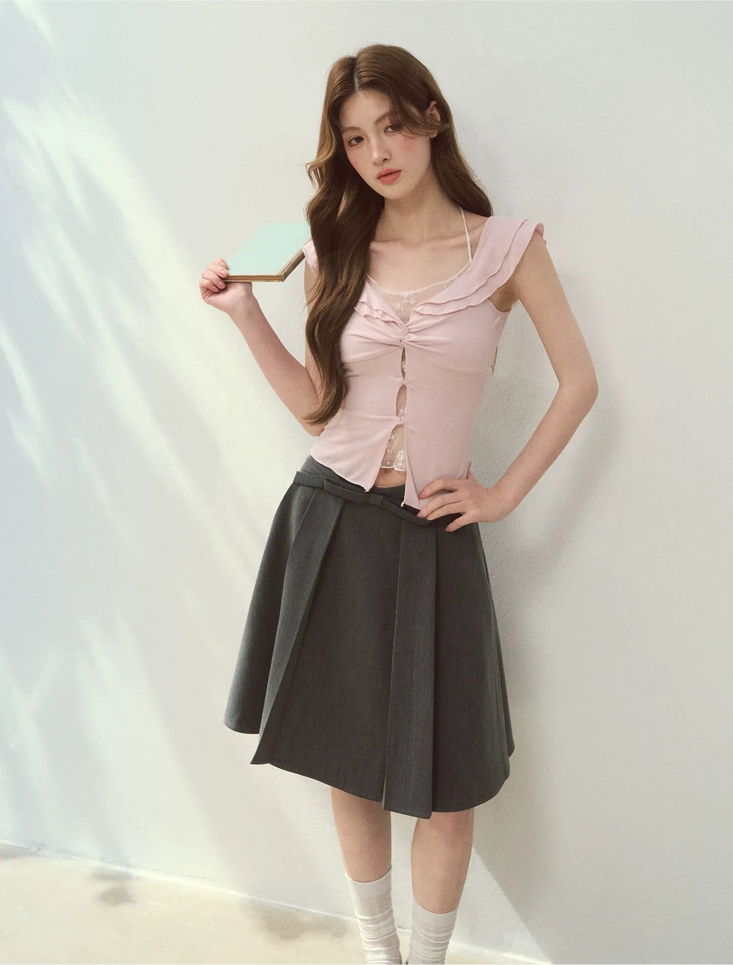 Ruffle Knot Fitted Top