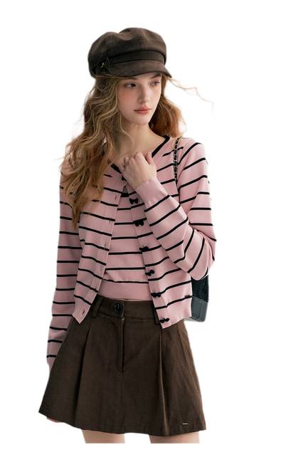 Striped Knit Cami Cardigan Set