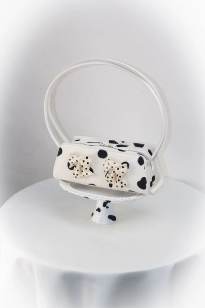 Ceramic Bow Leather Shoulder Bag
