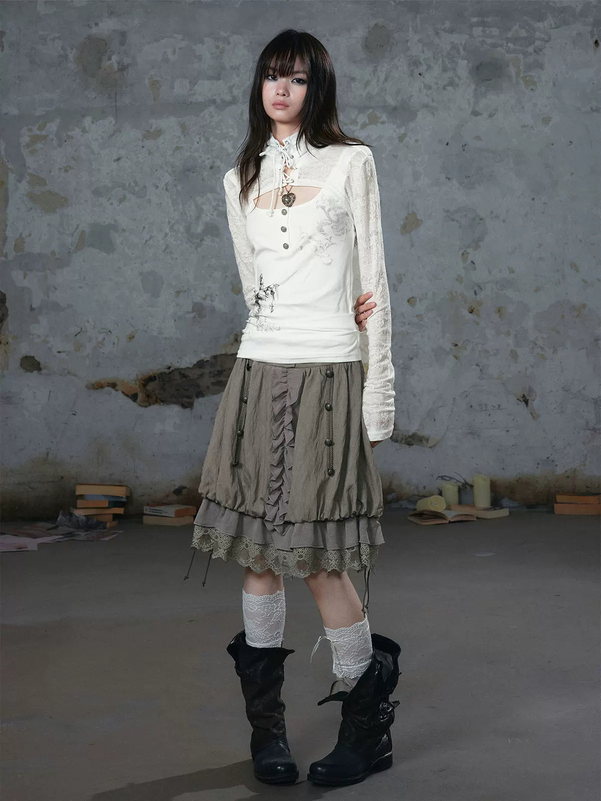 Lace Patchwork Bubble Skirt