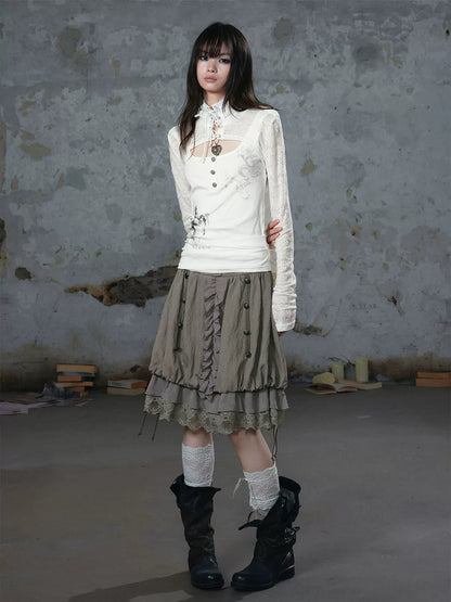 Lace Patchwork Bubble Skirt