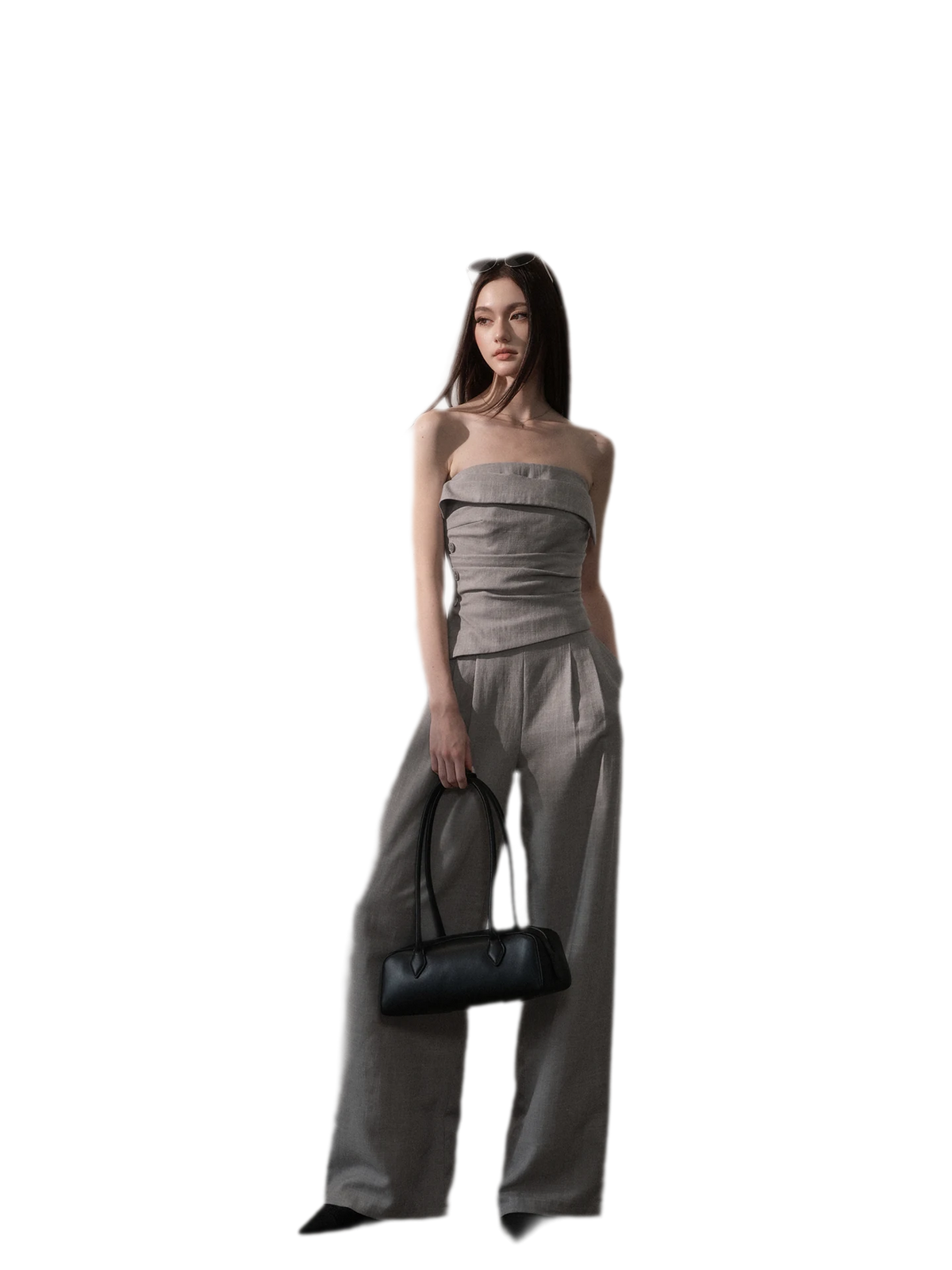 Ruched Strapless Wide-Leg Jumpsuit
