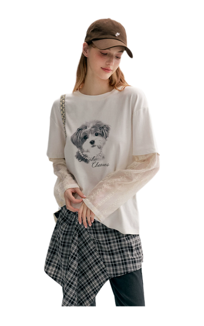 Tencel Cotton Dog Embroidered Tee