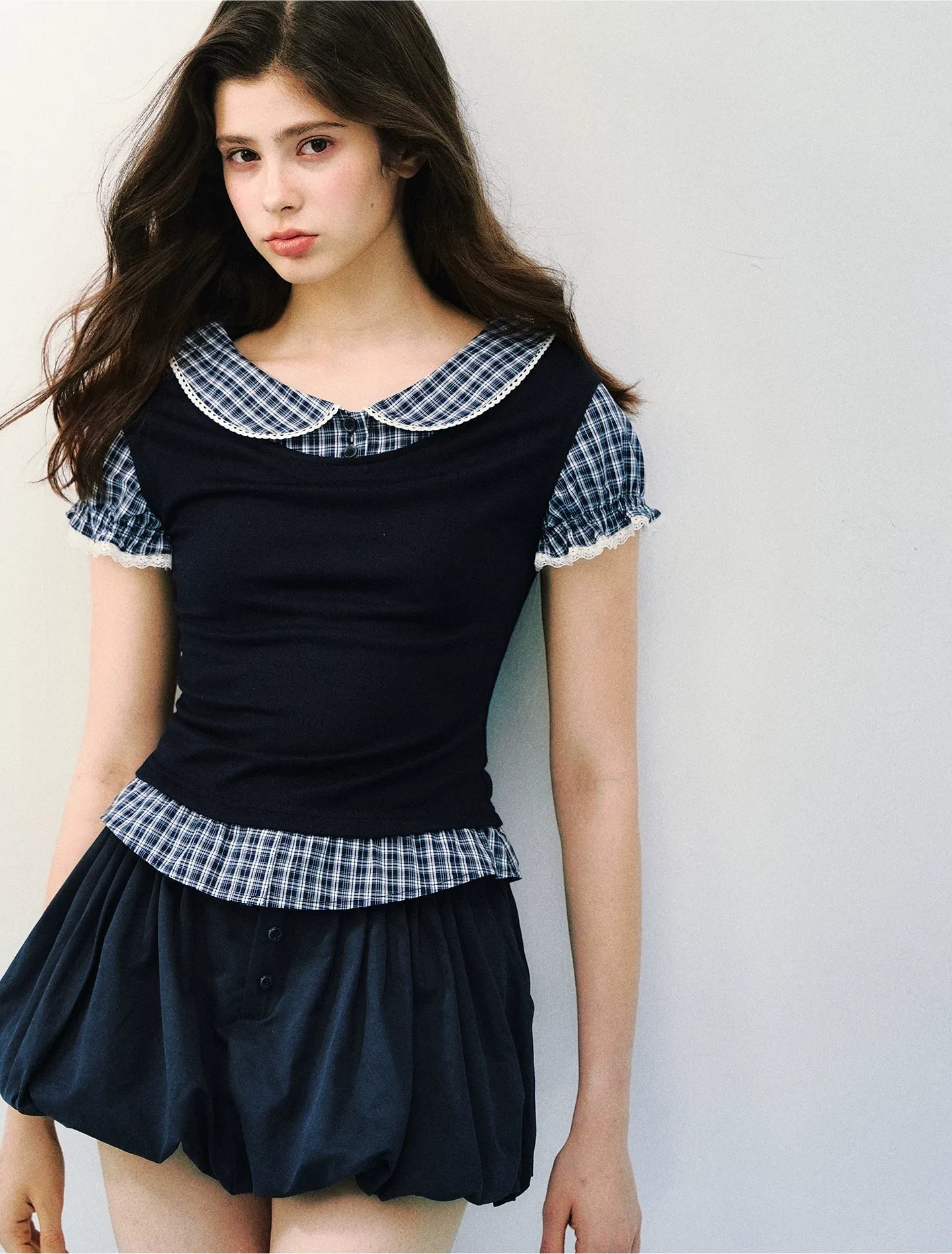 High-Intellect Tencel Wool Faux Two-Piece T-Shirt