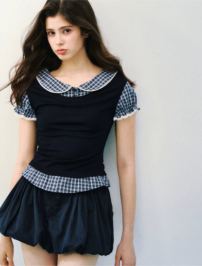 High-Intellect Tencel Wool Faux Two-Piece T-Shirt