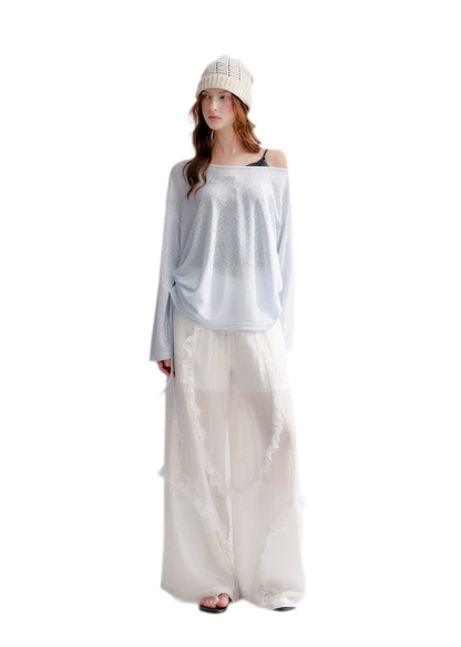 Lace Textured Wide Pants