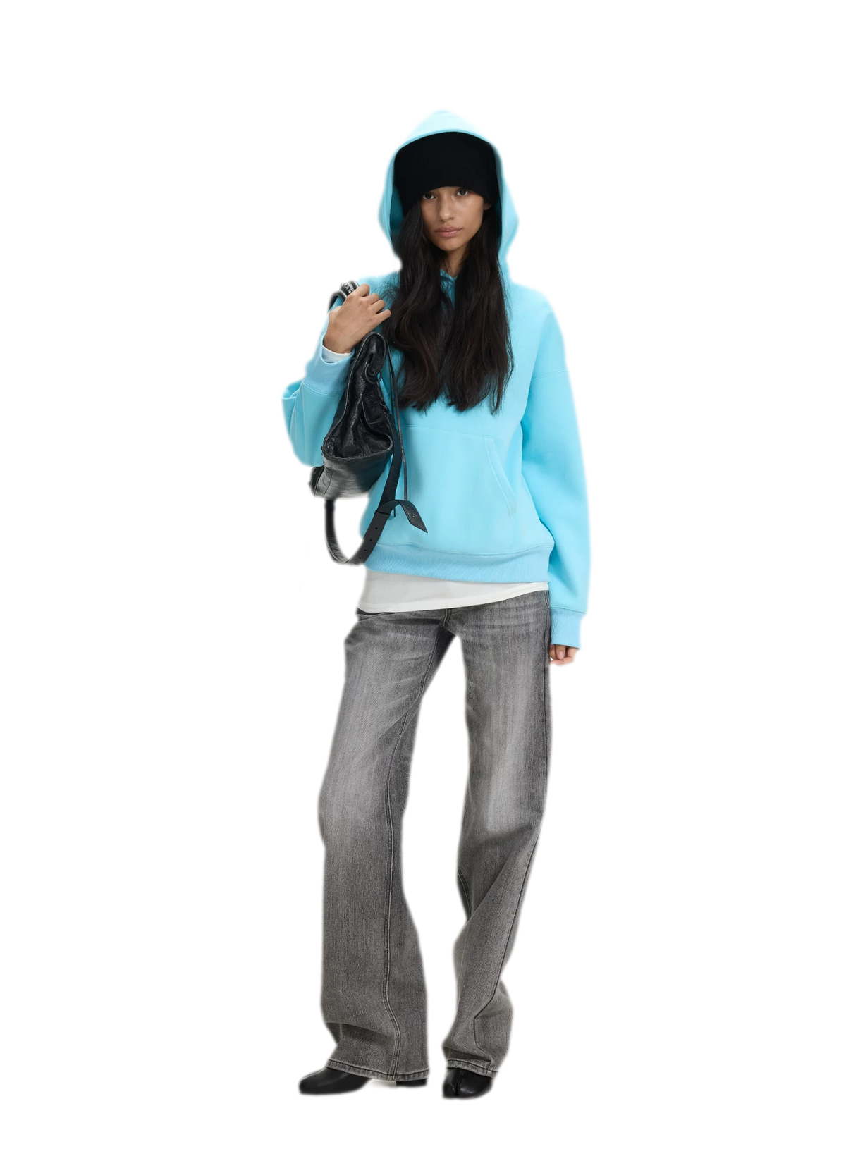 Brushed Hooded Cropped Sweatshirt