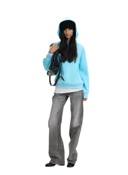 Brushed Hooded Cropped Sweatshirt