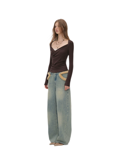 Vintage Washed Wide-Leg Jeans