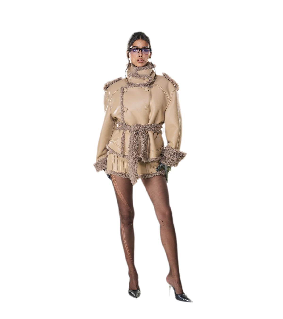 Reversible Fur Leather Cropped Jacket