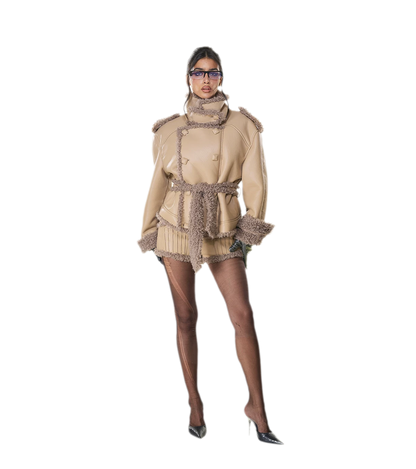 Reversible Fur Leather Cropped Jacket